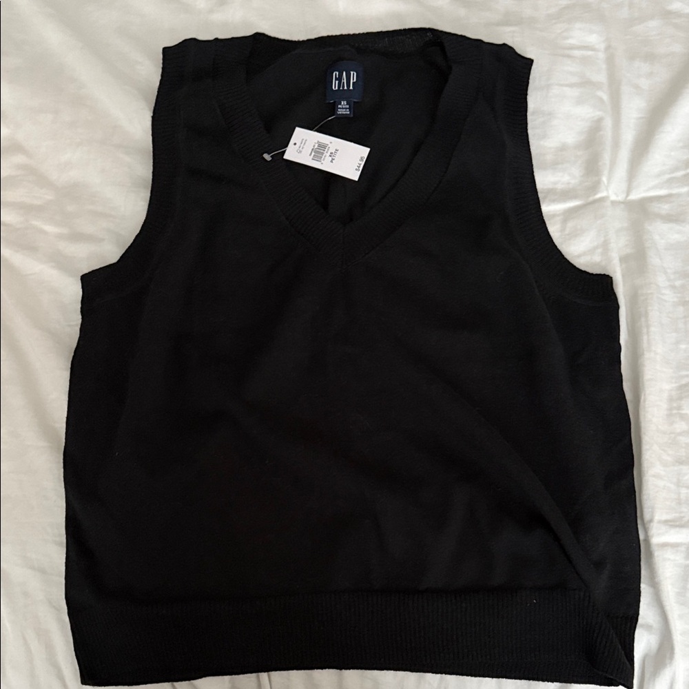 NWT Black GAP Linen Blend Sweater Vest Tank XSP